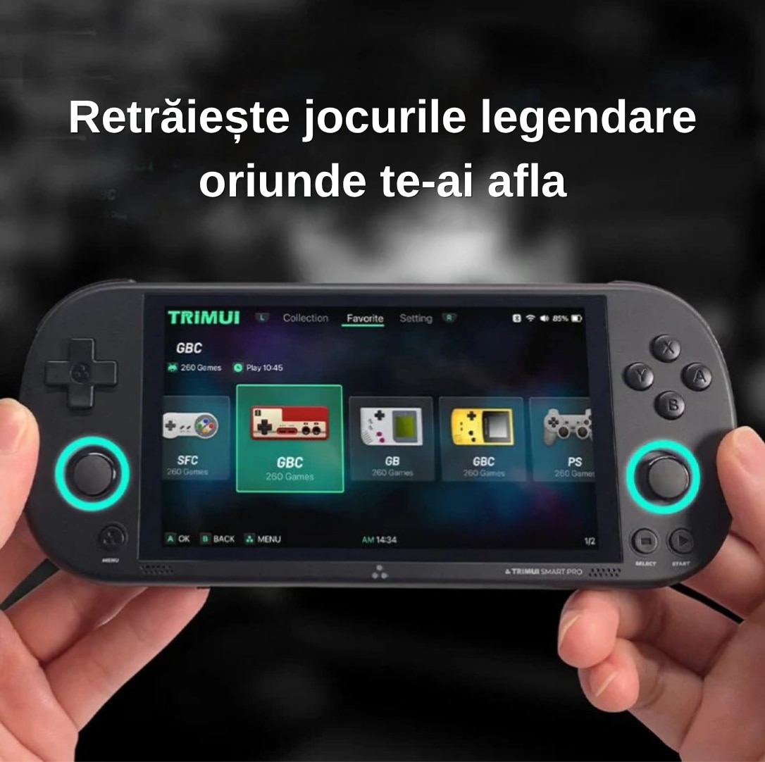 Consola Jocuri Portabila, TRIMUI Smart Pro, Wi-Fi, Jocuri Incluse, Retro, 5000 mAh, Quad core Cortex-A35 1.8GHz, 1GB RAM LPDDR4