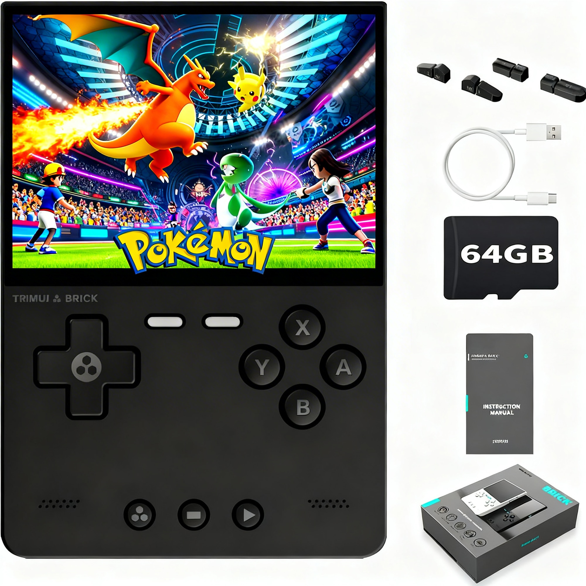 Consola Jocuri Portabila, TRIMUI Brick, Wi-Fi, Bluetooth, 64 GB, Jocuari Incluse, Ecran IPS 3 "2", Quad core Cortex-A53 2.0GHz, 1GB RAM, Retro