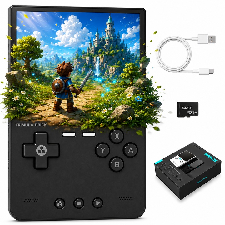 Преносима конзола за игри, TRIMUI Brick, Wi-Fi, Bluetooth, 64 GB, Включени игри, IPS екран 3 "2", Quad core Cortex-A53 2.0GHz, 1GB RAM, Ретро
