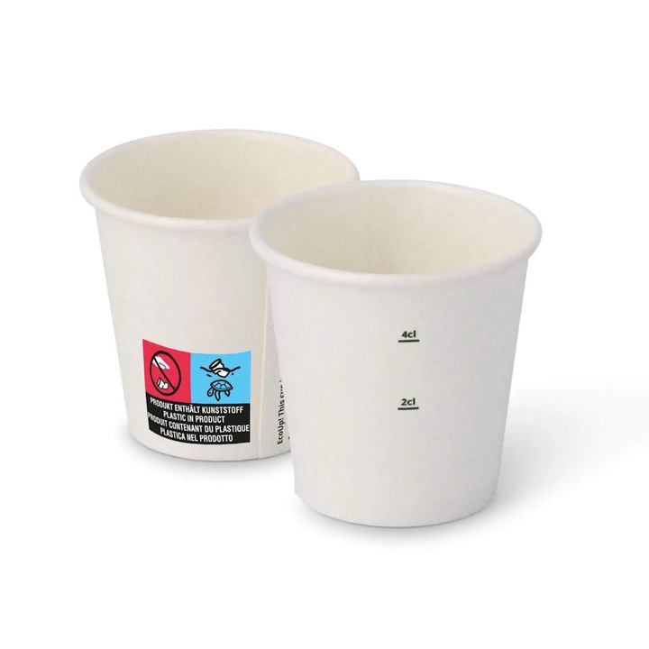 50 db-os fehér pohár készlet, PE bevonatú karton, 60ml/2oz, Ø 50 mm