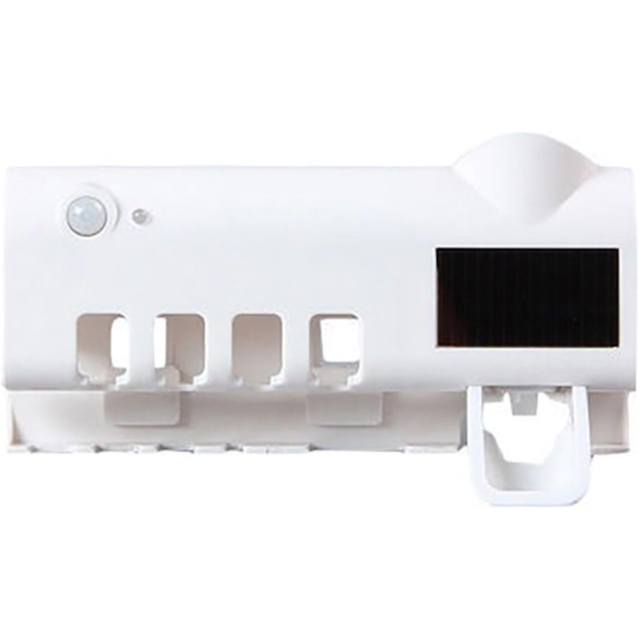 Suport pentru periute de dinti, dispenser de pasta de dinti, cutie de depozitare, curatare UV, alb