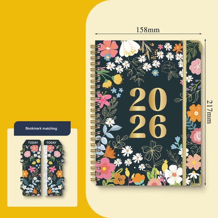 Caiet floral A5, 71 pagini, 326g, 217x158x15mm, multicolor