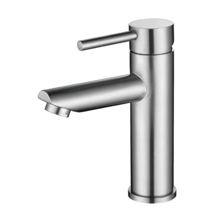 Baterie sanitara din otel inoxidabil 304, design simplu, cu robinet cu aerator, montare rapida, diametru 32-35mm