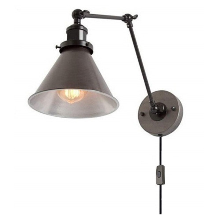Aplica moderna cu brate ajustabile, lampa de perete, finisaj auriu, dimensiuni 25.4x25.4cm, 50.9cm extensibila