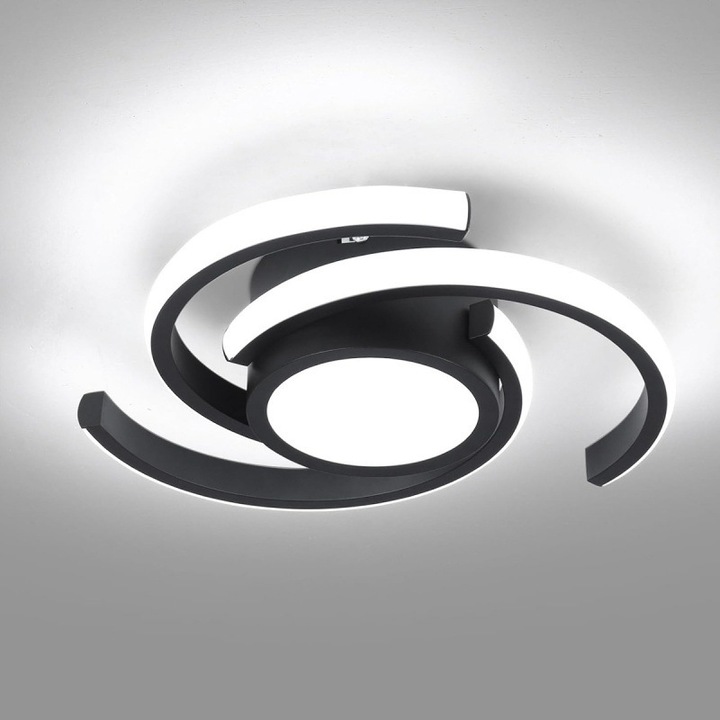 Plafoniera moderna LED, 28x28cm, design minimalist, neagra, set de iluminat pentru interior