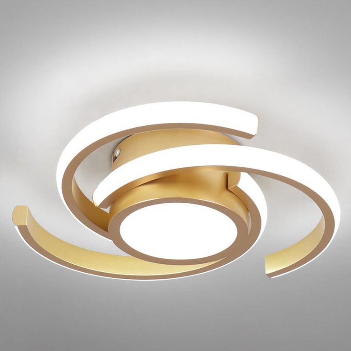 Plafoniera moderna LED, 28x28cm, design elegant, utilizare versatila, aurie