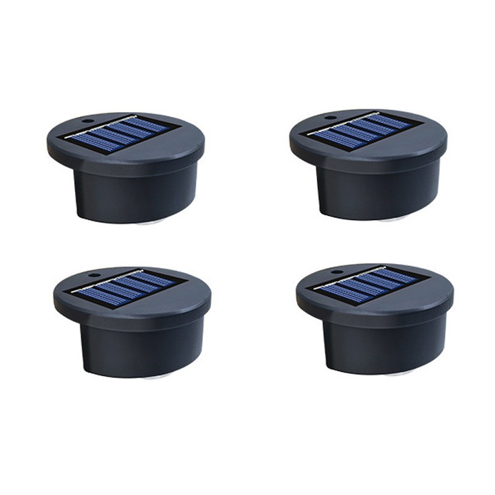 Set 4 lampi solare de exterior, iluminare waterproof, efect de lumina "V", montaj usor, pentru curti si gradini