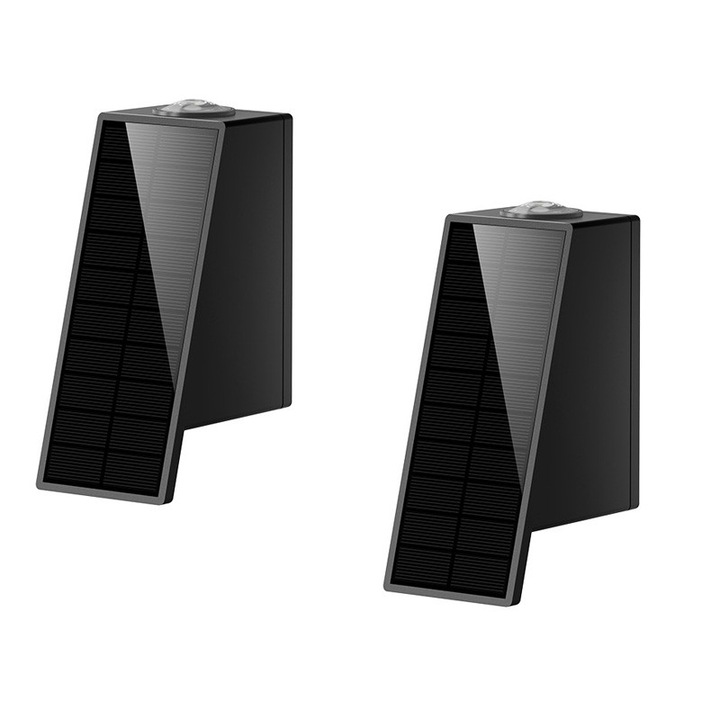 Lampa solara de perete, set de 2 bucati, design nordic modern, impermeabila, pentru interior si exterior, lumina calda