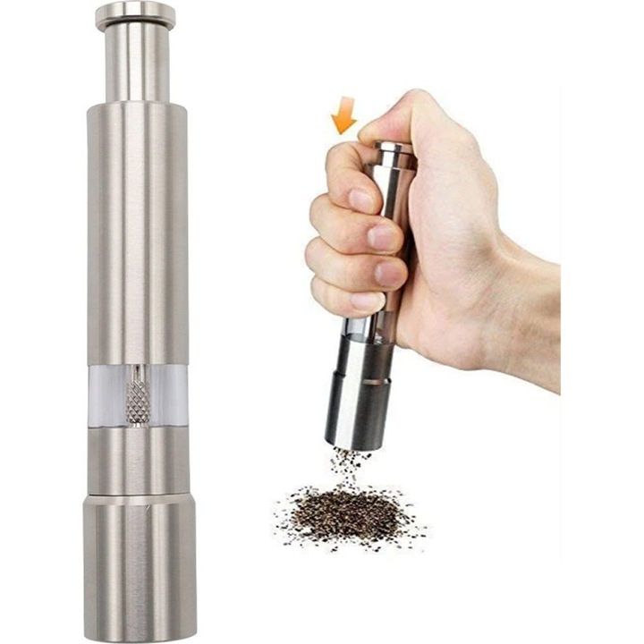 Rasnita manuala pentru condimente, inox, 15.3x2.8cm, set 1 bucata