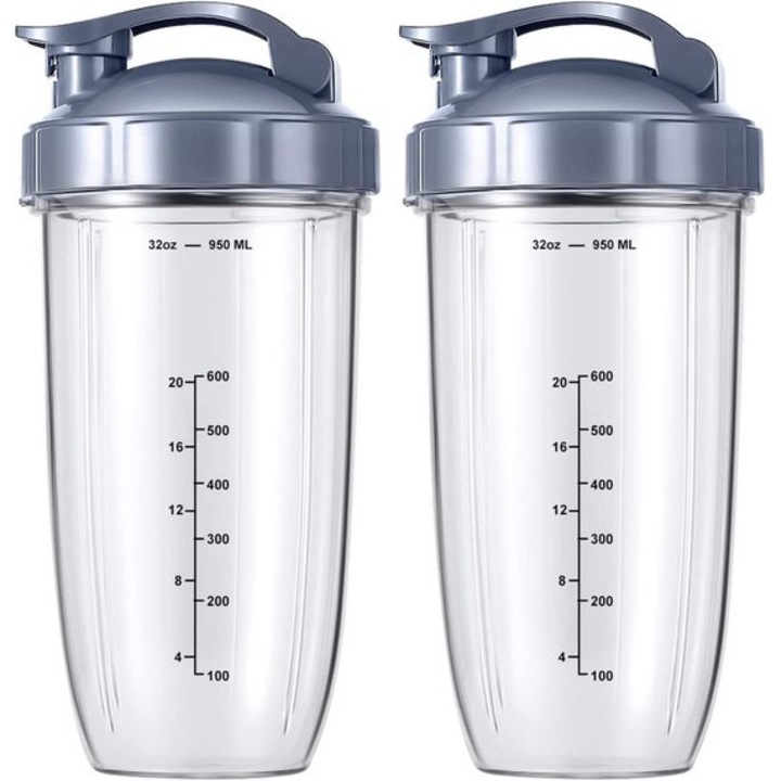Set 2 recipiente de amestec 32oz cu capace pentru blendere Nutri Bullet