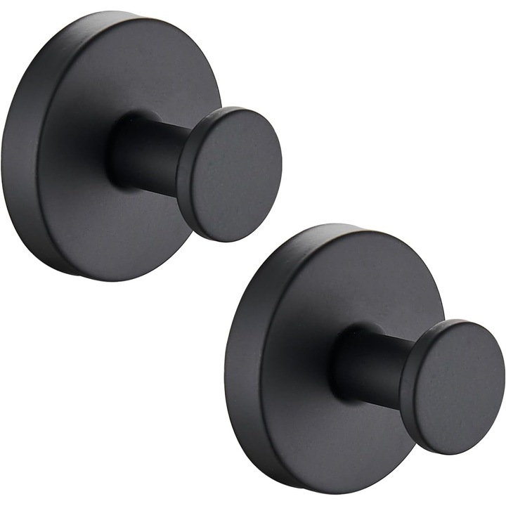 Carlige cu ventuza, set 2 bucati, waterproof, negru