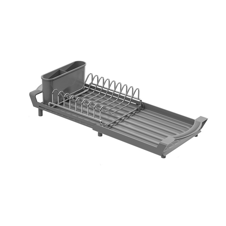 Scurgator vase compact, extensibil, rezistent la rugina, gri, 29.5x49.5cm