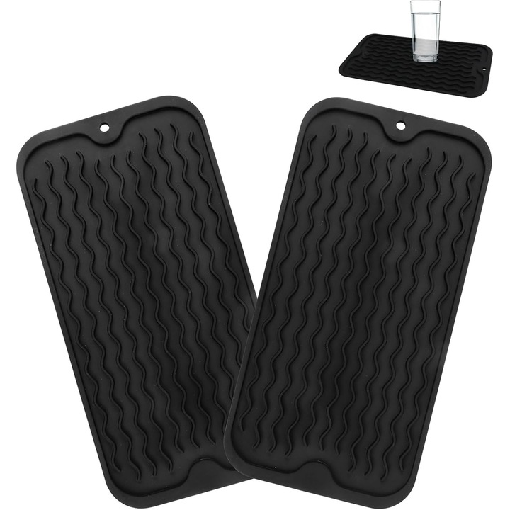 Set 2 scurgatoare vase din silicon, 30x15cm, antiderapante, rezistente la caldura