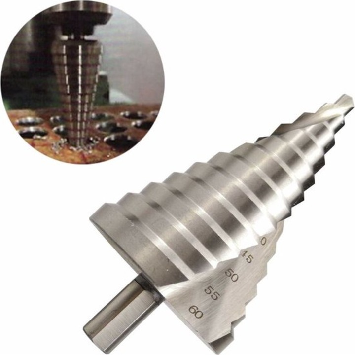 Set burghie escalonate 6-60 mm, HSS 4241, 12 trepte, 11.5 mm, argintiu