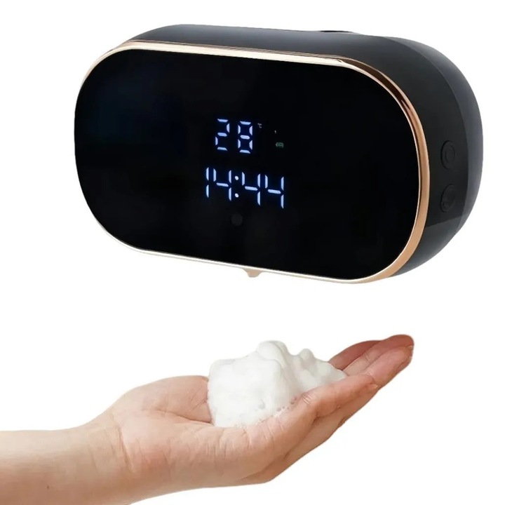 Dispenser automat de sapun cu senzor, 3 setari ajustabile, capacitate 350ml, incarcare Type-C, montare pe perete, negru