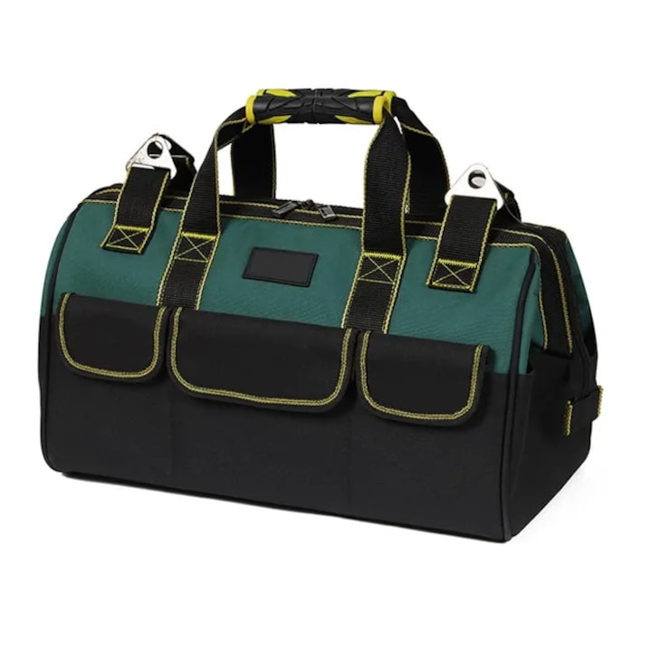 Geanta de unelte 15 inch, durabila, cu curea de umar, 8 buzunare externe, design pliabil