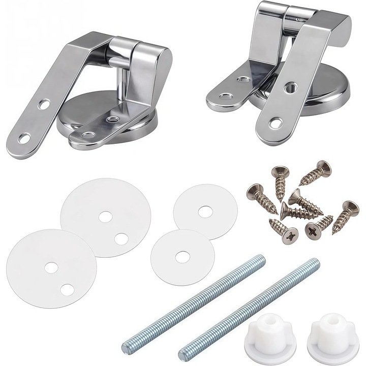 Set accesorii montaj pentru capac de toaleta din aliaj de zinc, argintiu, pentru toalete rotunde