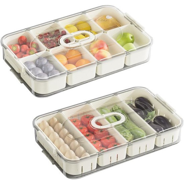 Cutie alimentara compartimentata, set de 2, 34x21x6cm, verde