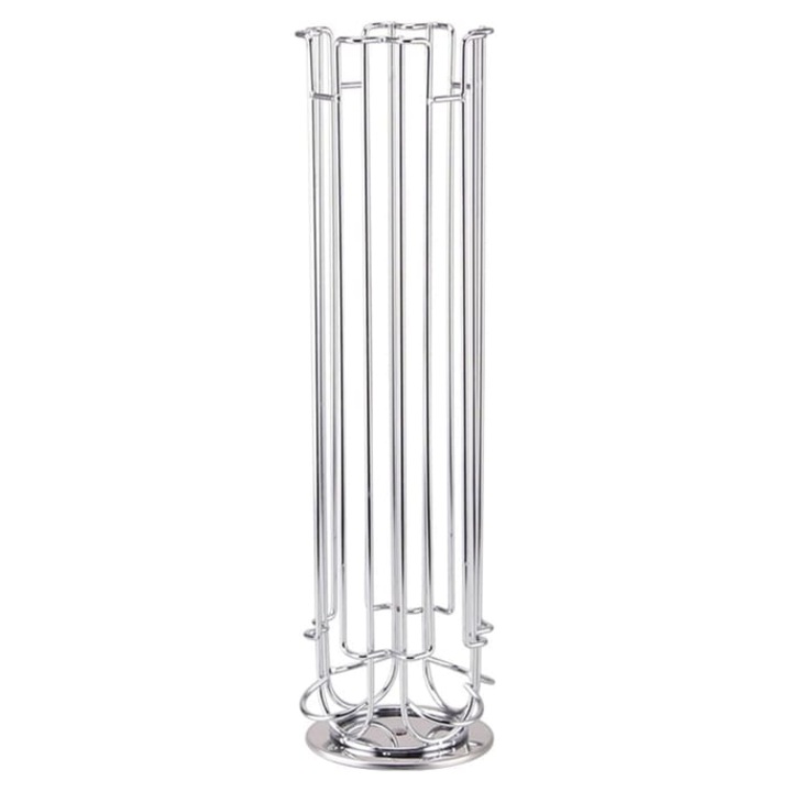 Suport rotativ pentru capsule de cafea, argintiu, 24 capsule, organizare eficienta