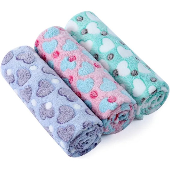 Patura moale si lavabila pentru caini si pisici, set de 3 piese, 60x40cm, multicolor