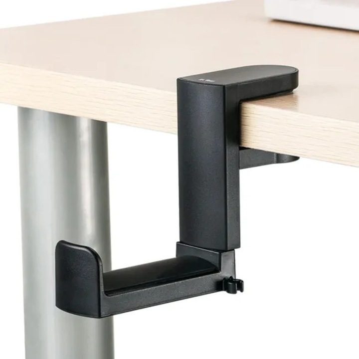 Fejhallgató tartó 360°-ban forgatható klippel, kábelcsipesszel, állítható, széles kompatibilitás, 10x40mm