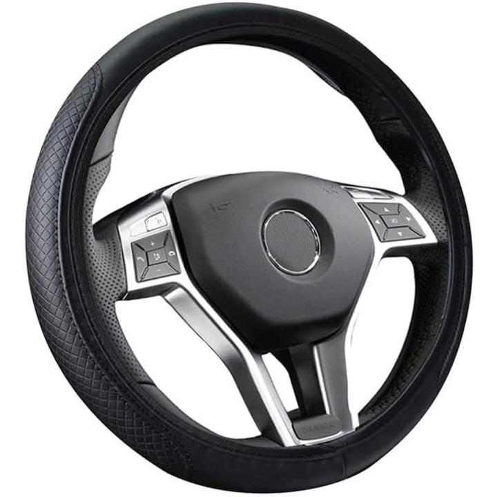 Husa volan auto, neagra, material durabil, confortabila, design elegant, instalare usoara