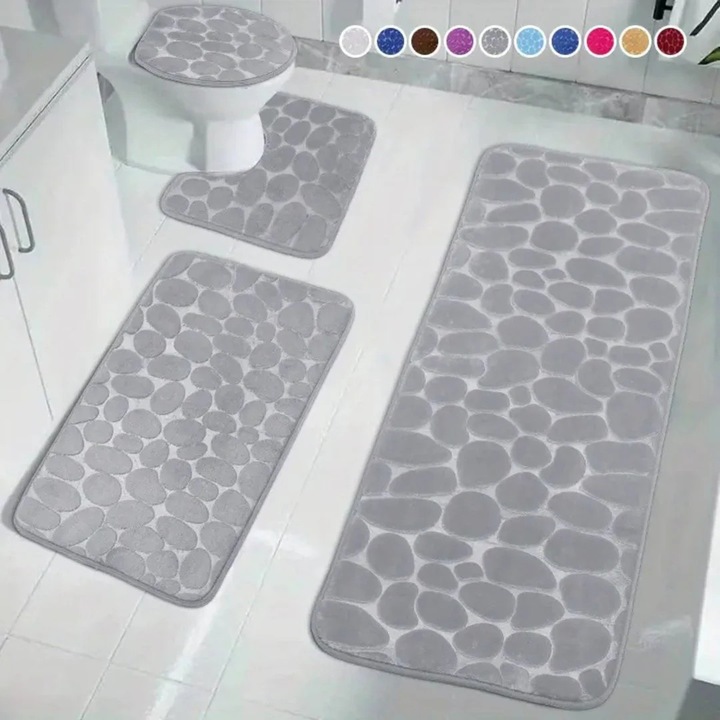 Set 4 Covorase de Baie Antiderapante, Gri