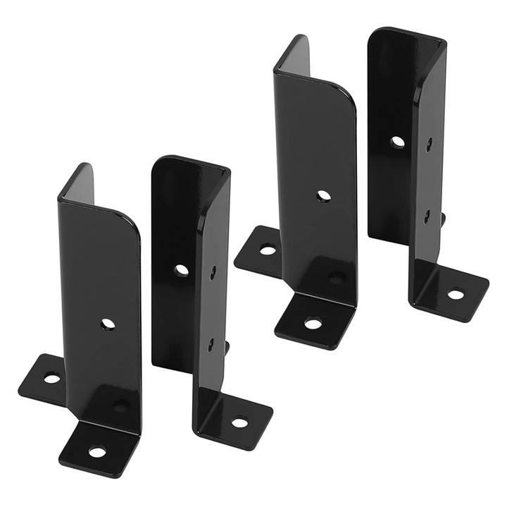 Set de 4 suporturi pentru stalpi de gard, fixare cu surub, baza ajustabila pentru stalpi din lemn, metal, multicolor