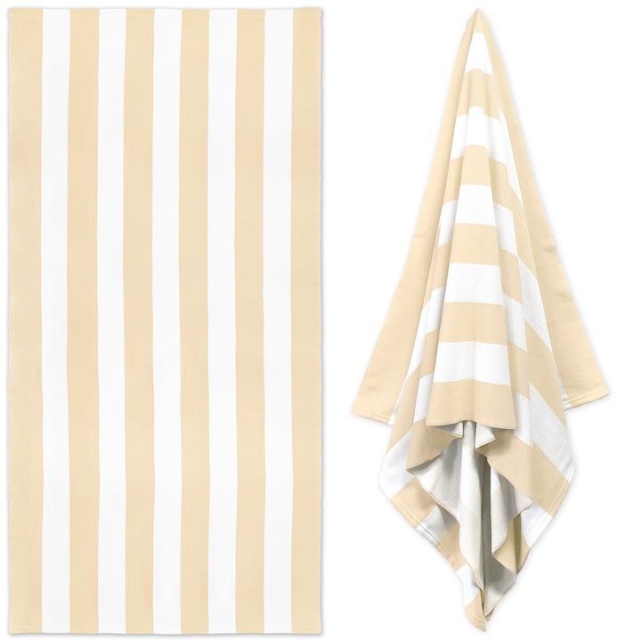 Prosop de plaja din microfibra, bej, 90x180cm, set prosoape absorbante