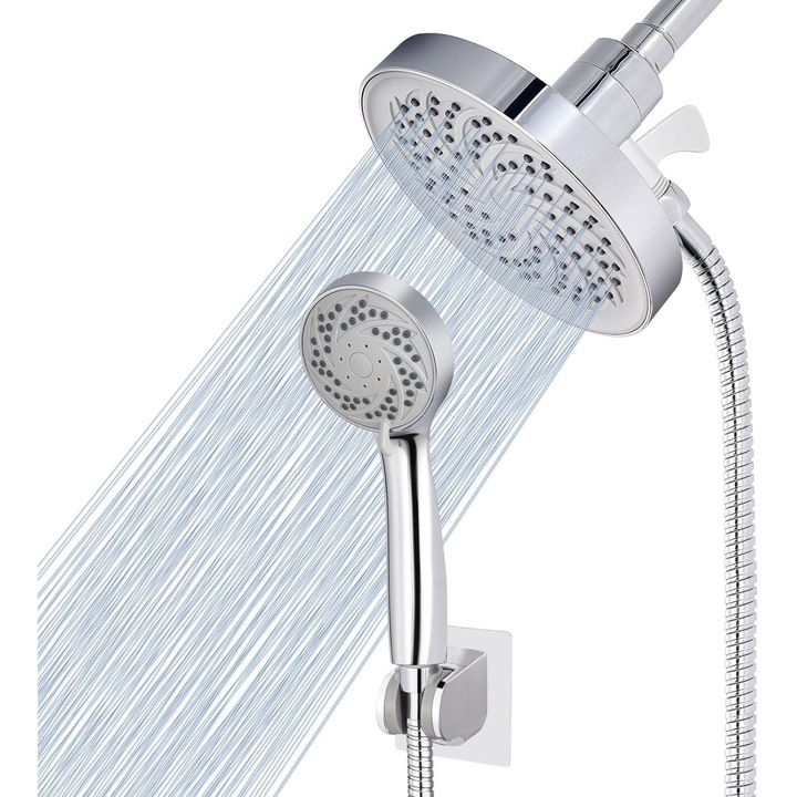 Coloana de dus cu dus manual, combinatie de dus cu presiune inalta si 3 moduri, furtun detasabil 59 inch, cromat