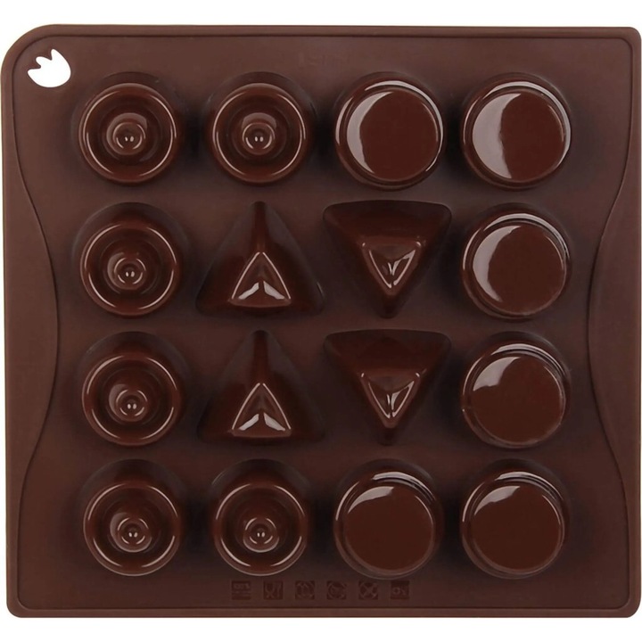 Forma prajituri din silicon, 16 prajituri, rezistenta la frigider, cu proprietati antiaderente, maro