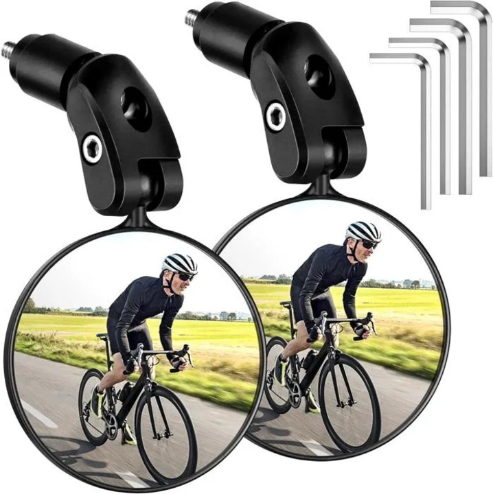 Set 2 oglinzi biciclete, hexagonale, convexe, 17.4x22mm