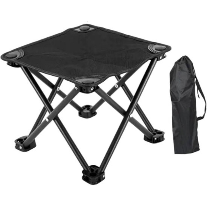 Scaun camping pliabil, multifunctional, negru, 35x30cm, 1 bucata