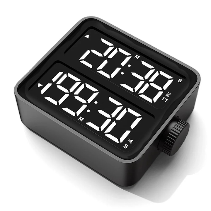 Timer digital de bucatarie, cu doua alarme, display LCD mare, design magnetic, 199 minute