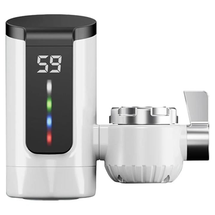 Baterie sanitara, apa calda instant, display digital, alb, set