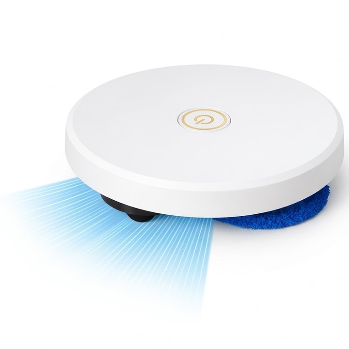 Mop Robot Teno®, autonomie ridicata, eficienta crescuta, reincarcabil, 2 lavete, pentru diverse tipuri de suprafete, usor de utilizat, senzor luminos, alb
