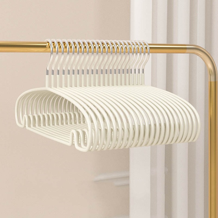 Set de 10 umerase pentru haine, alb, design compact, non-alunecare, pentru haine grele