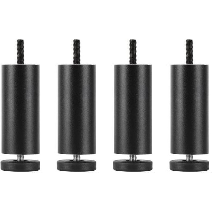 Picioare de Mobilier Reglabile, Set de 4 Piese, 94-104mm, Aluminiu, Negru