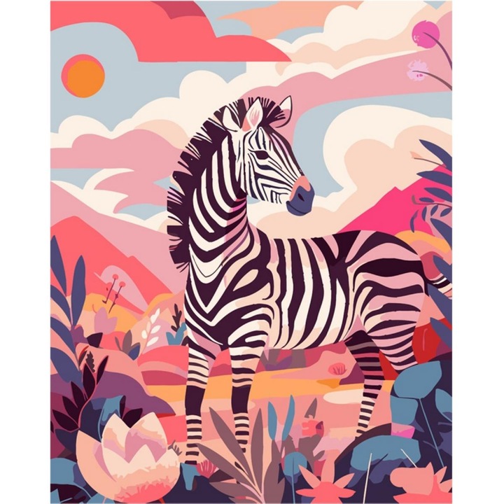 Set pictura pe numere Zebra, 40x50 cm, Koh-I-Noor