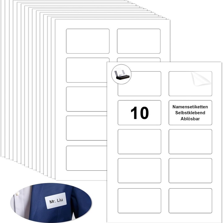 Set de 45 foi etichete autoadezive, etichete albe imprimabile 5x8cm, pentru sortare si expediere