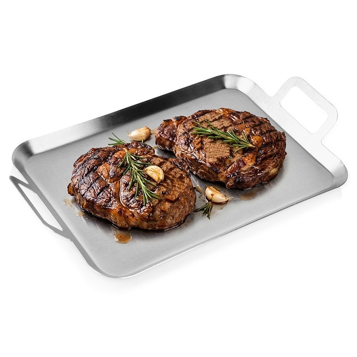 Tava grill Vilde 43x25x5,5cm inox argintiu multifunctionala