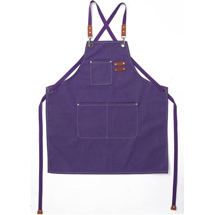 Sorturi bucatarie si gratar, 68x78cm, cu buzunare mari, ajustabil, unisex, mov