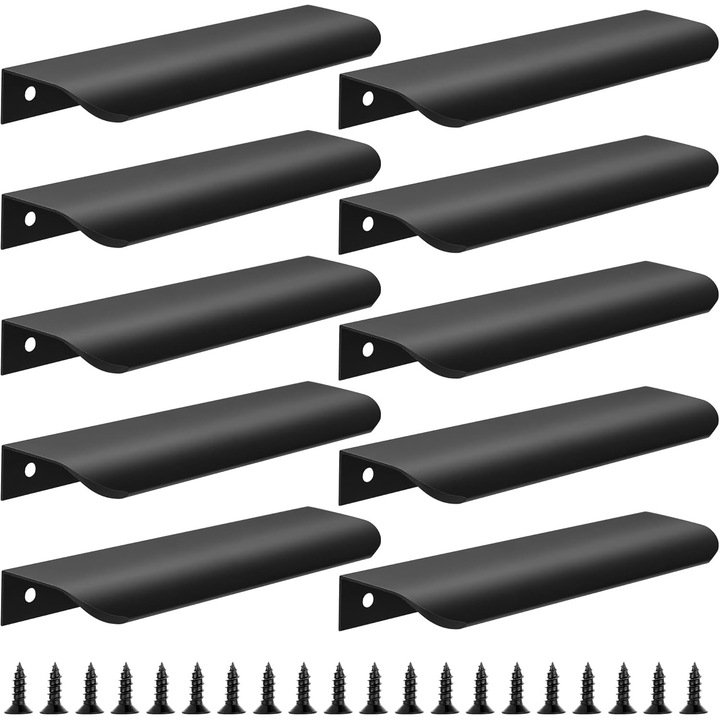 Set 10 manere de dulap, aurie periata, 150x39mm, din aliaj de aluminiu, rezistente la rugina