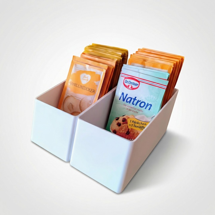 Organizator pentru Ingrediente de Copt, Alb, Plastic PLA, 14 cm, 2 Compartimente