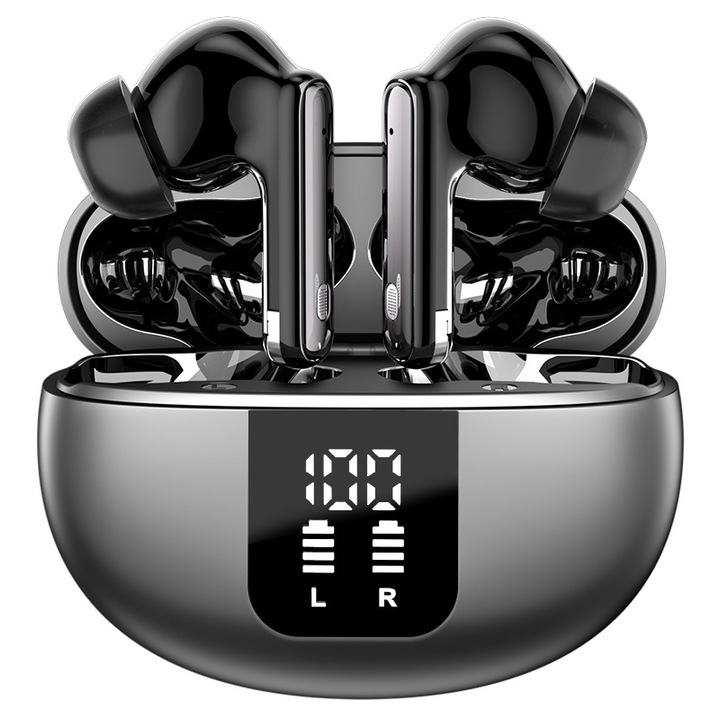 Vezeték nélküli fülhallgató zajszűréssel, Bluetooth 5.4, in ear, digitális kijelző, 42 órás Bluetooth akkumulátor-üzemidő, HD audio mikrofon, érintésvezérlés, 45 ms vezeték nélküli késleltetés, IPX4