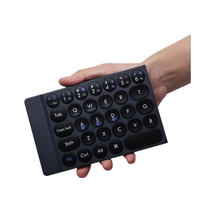 Tastatura Bluetooth pliabila, ultra-subtire, cu taste rotunde, portabila, 150g, 3.5mm, multicolor