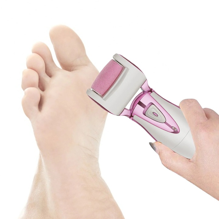 Pile cosmetice electrice, roz, reincarcabila, pentru ingrijirea picioarelor