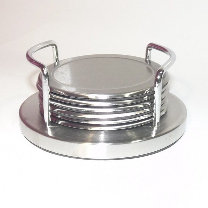 Set 6 suporturi din otel inoxidabil pentru cana/ farfurie, rezistente la caldura, antiderapante