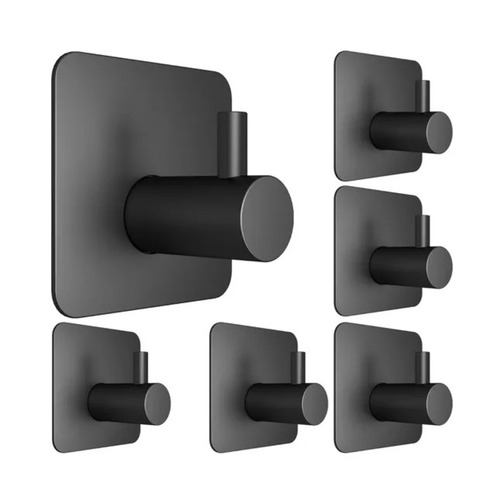 Set suporturi adezive pentru perete, 2 bucati, negru, 4.5x4.5x3cm