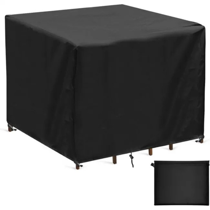 Husa pentru masa de gradina, 420D Oxford, impermeabila si rezistenta la vant, 90x90x90 cm, neagra